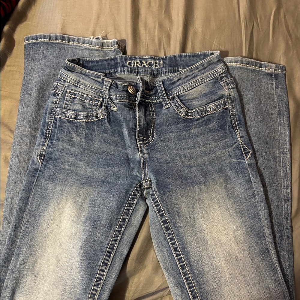 Grace Blue Straight Leg Jeans Classic Style